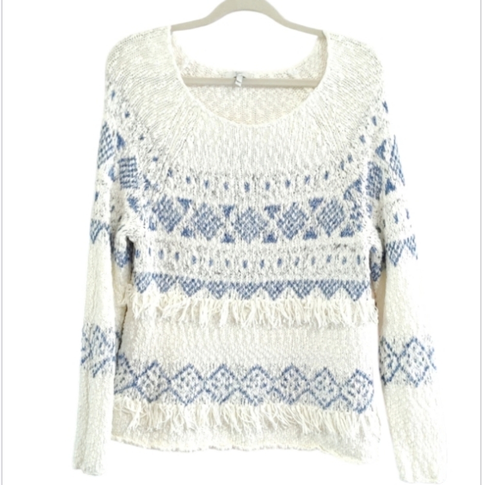 JOIE Lusia Fringe Sweater Size L